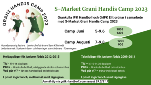 S-Market Grani Handis Camps 2023 (Kesäkuu&Elokuu)